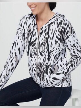Seed To Style Organic Cotton Black & White Printed Zip Hoodie